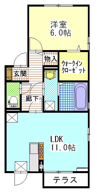 ブランシェB(1LDK/1階)の間取り写真