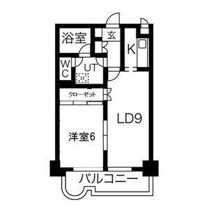 錦ハーモニービル(1LDK/8階)の間取り写真