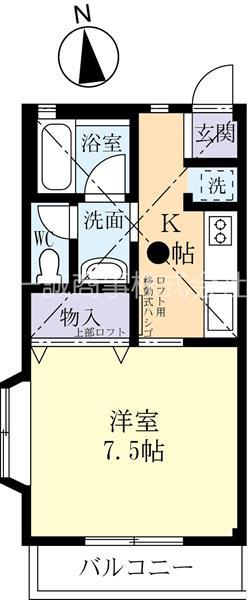 フロール(1K/1階)の間取り写真