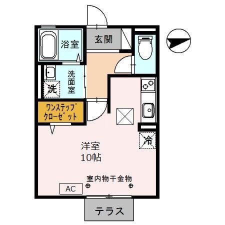 ジュネス清水(ワンルーム/1階)の間取り写真
