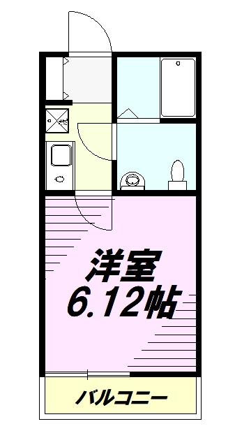 ガーデンプレイスみなみ野(1K/2階)の間取り写真
