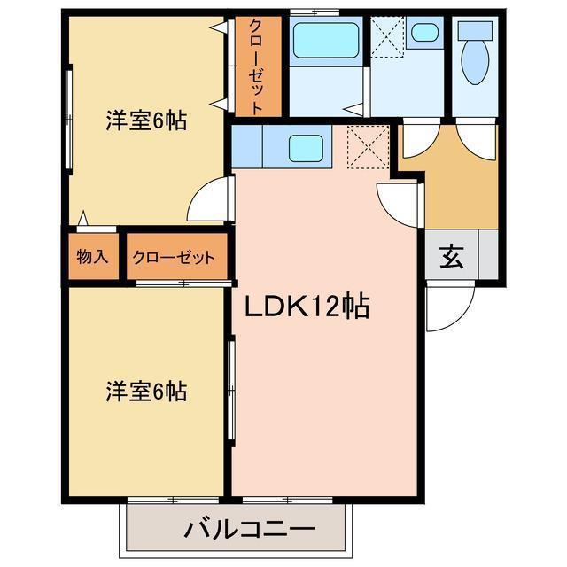 カンファタブル(2LDK/2階)の間取り写真