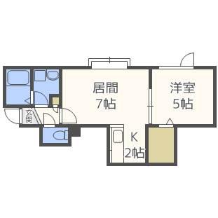 JR札沼線 新川駅(北海道) 徒歩8分 3階建 築10年(1LDK/3階)の間取り写真