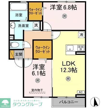 インペリアルおおたかの森(2LDK/2階)の間取り写真