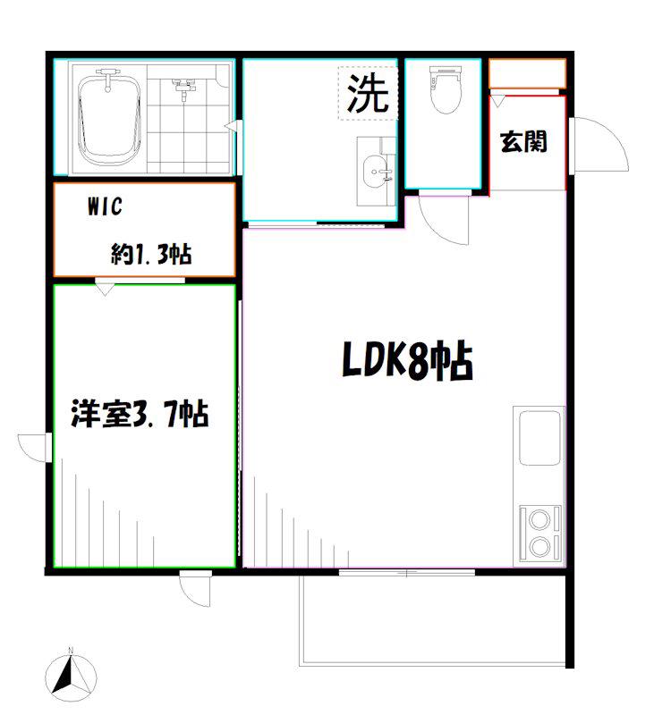 エミリア武蔵小金井(1LDK/1階)の間取り写真