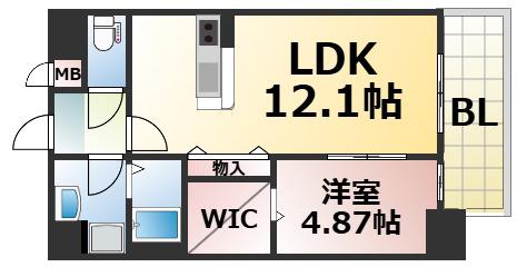 パーフェクトライフ真法院(1LDK/6階)の間取り写真