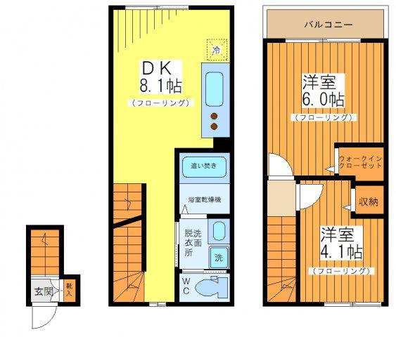 ミハス祐天寺(2DK/2階)の間取り写真