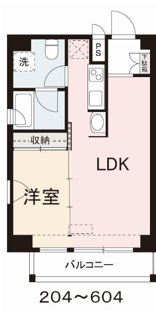 コリドール ベルエア(1LDK/4階)の間取り写真