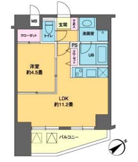 カスタリア北上野(1LDK/9階)の間取り写真