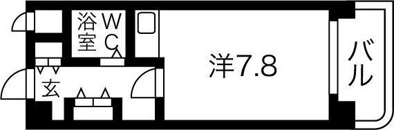 F難波南(1K/4階)の間取り写真