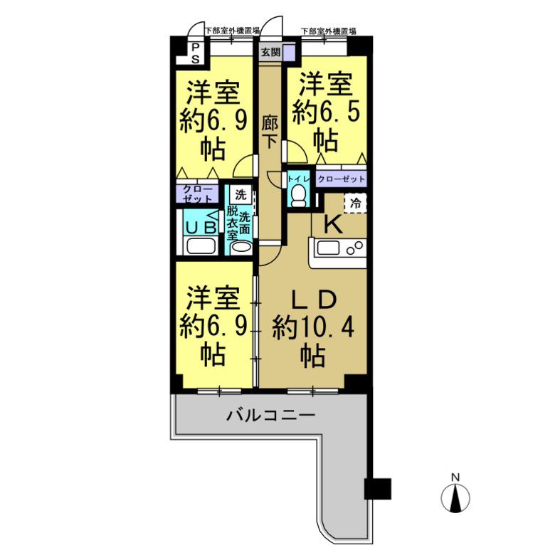 グランドソレーユ(3LDK/5階)の間取り写真
