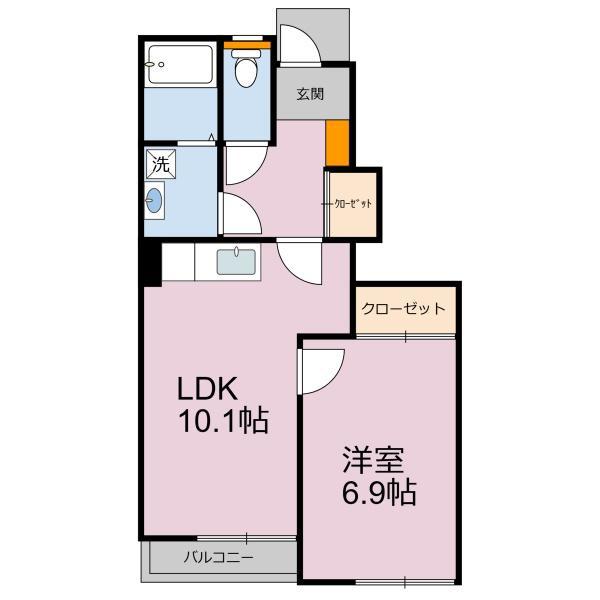 グリーンアース(1LDK/1階)の間取り写真