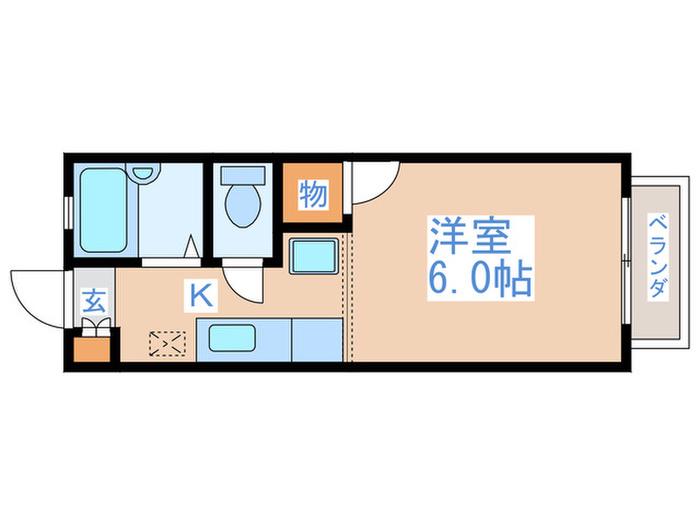 プライム(1K/2階)の間取り写真