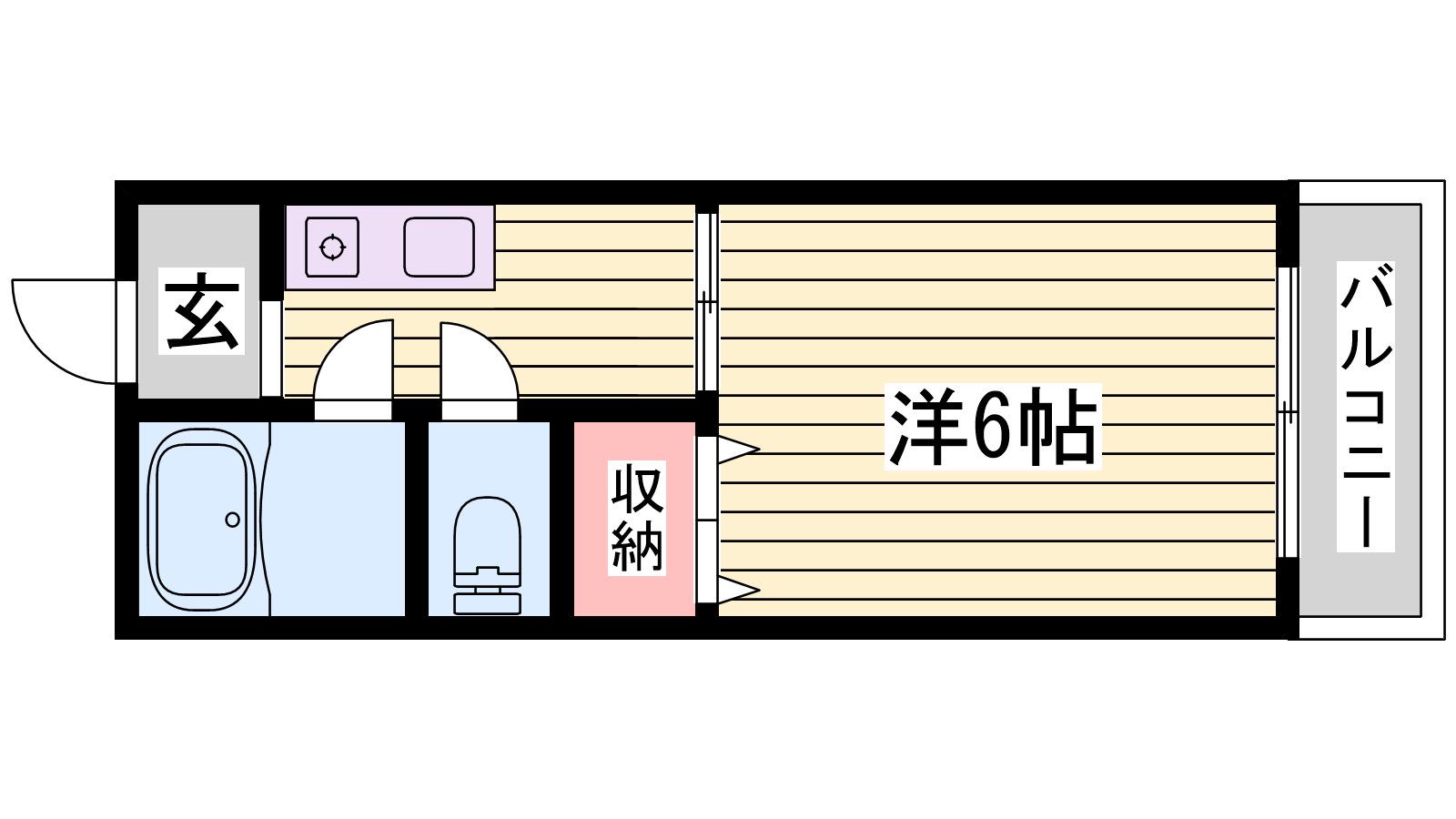 パルシオン(1K/2階)の間取り写真