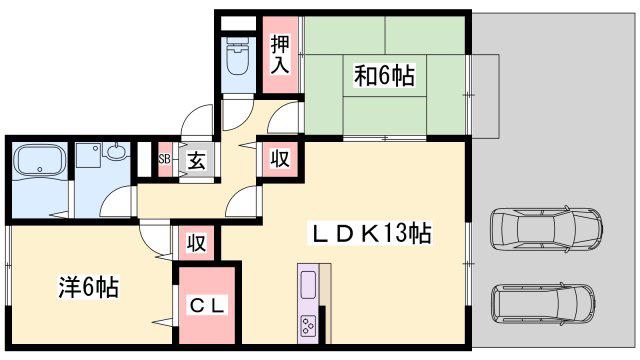 LIVE-TOWN(2LDK/1階)の間取り写真
