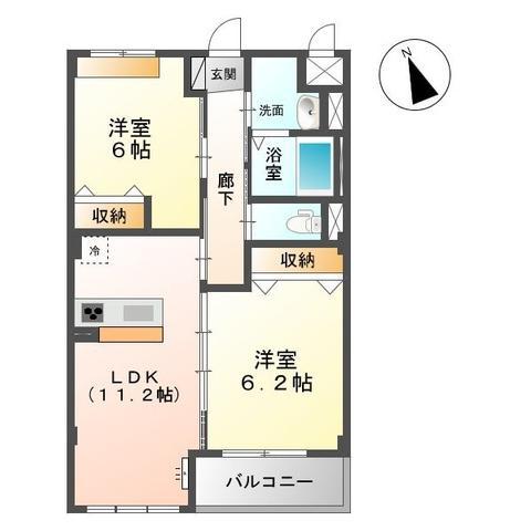 JUHAMOA(2LDK/2階)の間取り写真