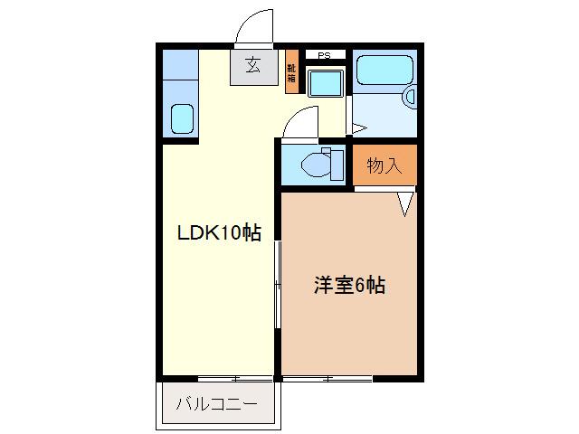 エリール小田(1LDK/2階)の間取り写真