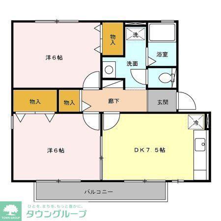 コンフォート豊田(2DK/2階)の間取り写真