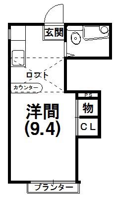サンコーポあけぼのB(ワンルーム/2階)の間取り写真