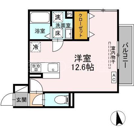 D-HILLS城北II(ワンルーム/1階)の間取り写真