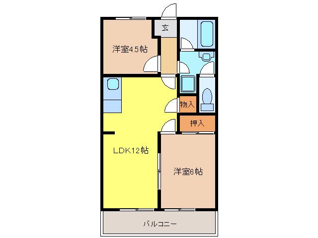 サンライズ御宿(2LDK/1階)の間取り写真