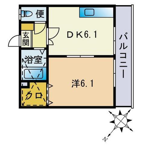 SK白木原(1DK/1階)の間取り写真