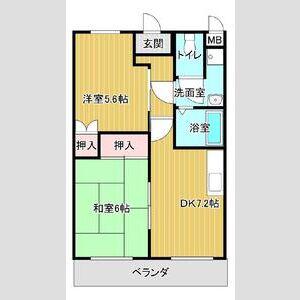 エスポワールアイ(2DK/1階)の間取り写真