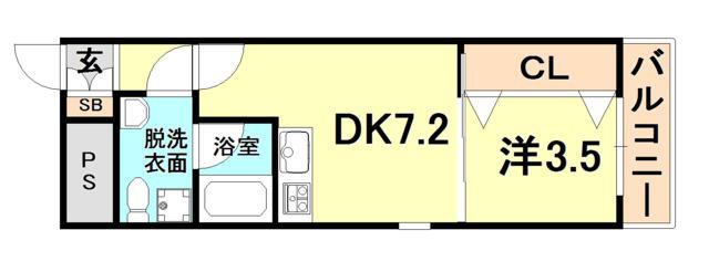アロハ灘(1DK/2階)の間取り写真