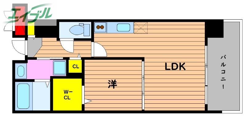 ハアラン国体町(1LDK/7階)の間取り写真