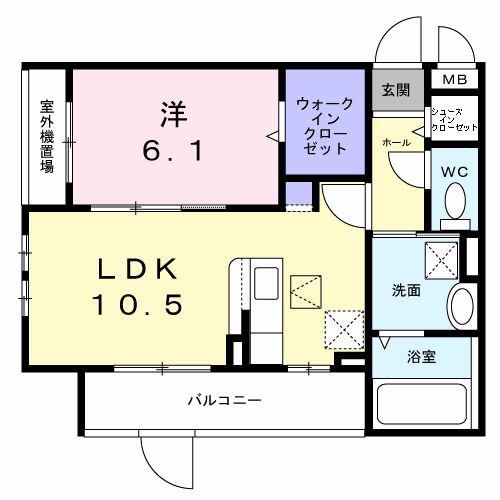 ゴールドローレライ(1LDK/1階)の間取り写真