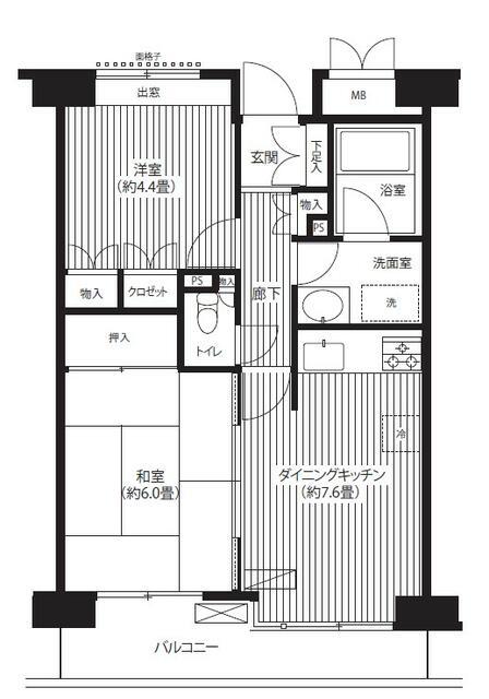ステラメゾン武蔵小山(2DK/1階)の間取り写真