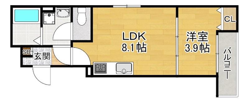 ALEGRIA枚方サウス(1LDK/3階)の間取り写真