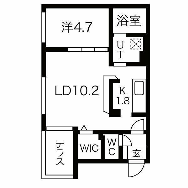 ORCHARD本通(1LDK/1階)の間取り写真