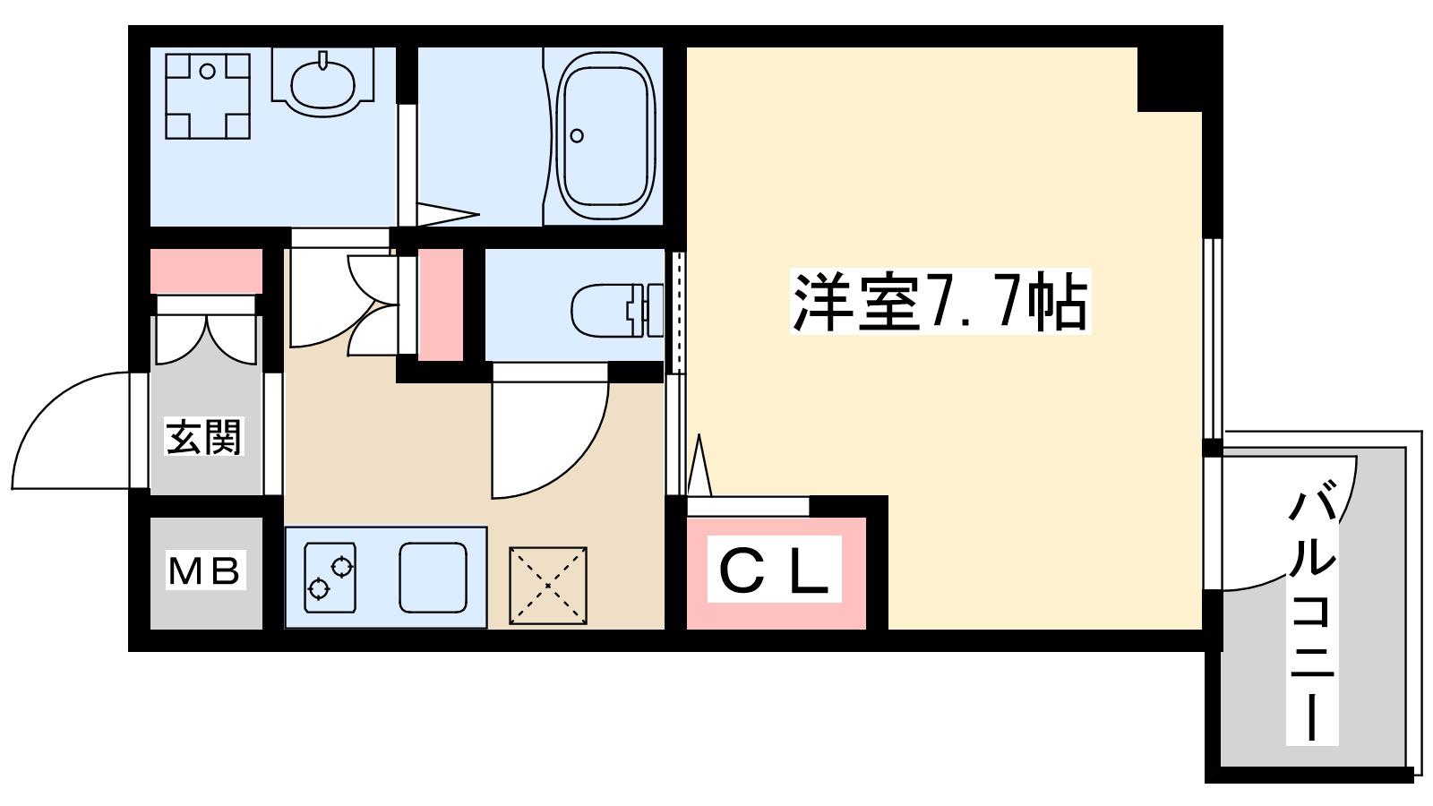ラドゥセール江坂2(1K/7階)の間取り写真