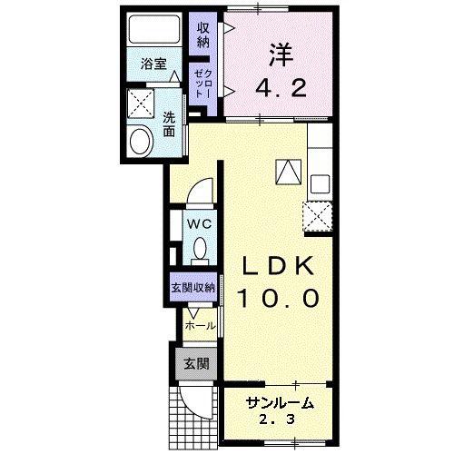 サン・ガーデンD(1LDK/1階)の間取り写真