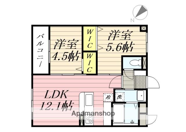 南区大橋三丁目マンション(2LDK/4階)の間取り写真