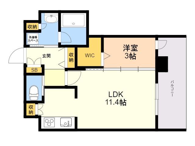 エンクレスト天神南PURE(1LDK/12階)の間取り写真
