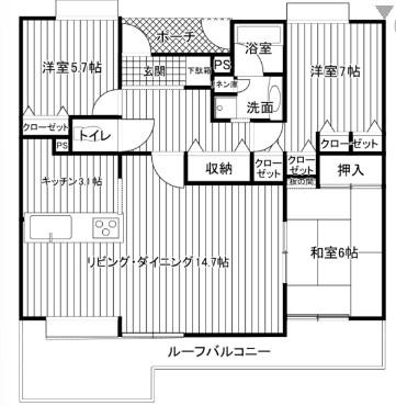 ライフガーデン吾妻壱番館(3LDK/5階)の間取り写真