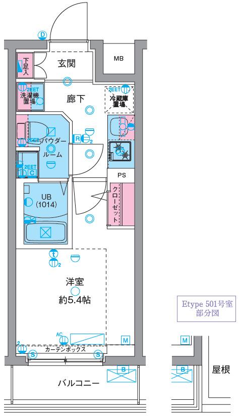GENOVIA天王台(1K/3階)の間取り写真
