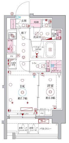 ラグディア北新宿(1LDK/2階)の間取り写真