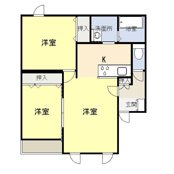 ノルドK(2LDK/2階)の間取り写真