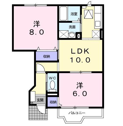 アルトピアーノB(2LDK/1階)の間取り写真