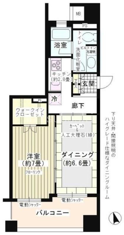 アパガーデンズ新宿戸山公園(1DK/1階)の間取り写真