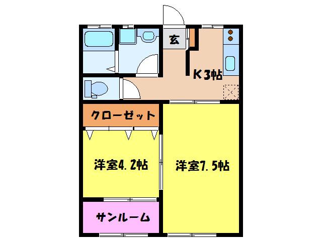 リヴィエールA(2K/2階)の間取り写真