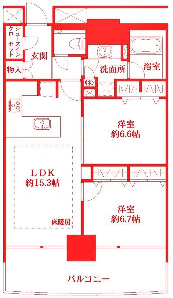 M.M.TOWERS FORESIS L(2LDK/3階)の間取り写真