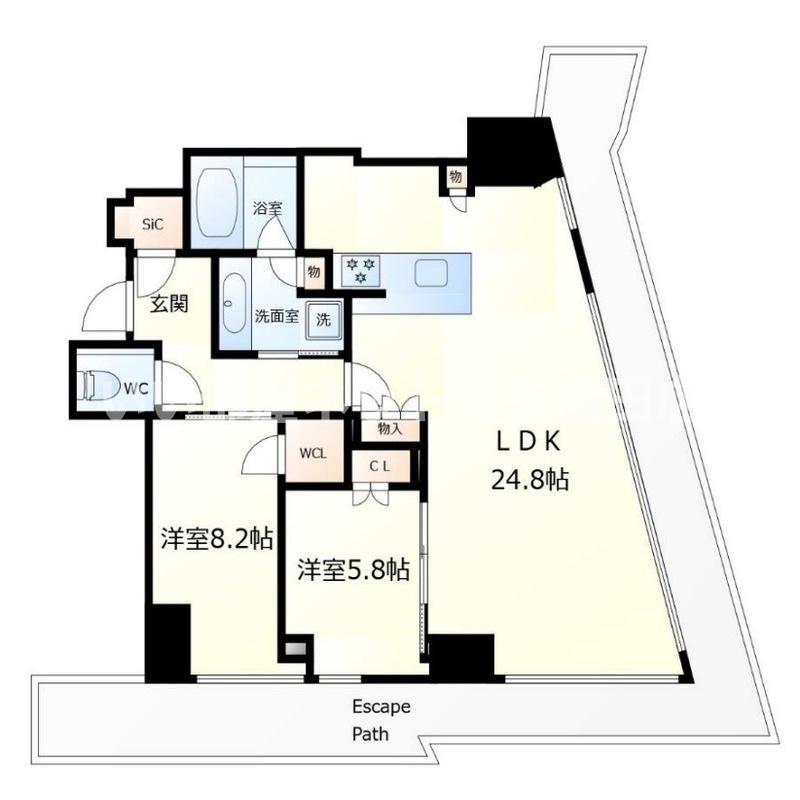 BRILLIA TOWER堂島(2LDK/18階)の間取り写真