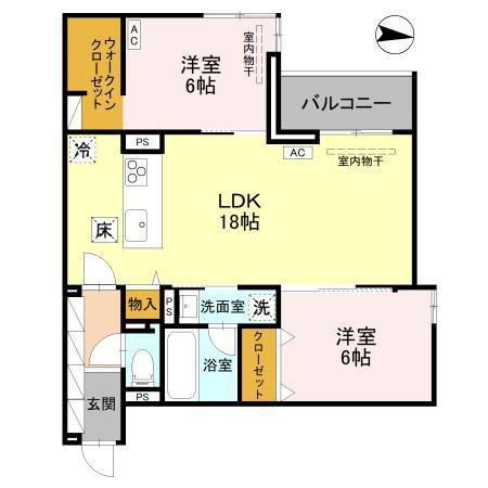 アルカサル(2LDK/1階)の間取り写真
