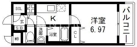 SK RESIDENCES 放出(1K/8階)の間取り写真