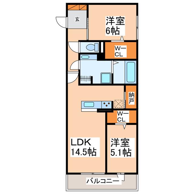 D-ROOM西熊本駅II(2SLDK/3階)の間取り写真
