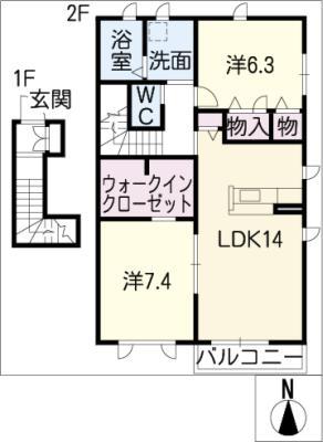 ルミエール(2LDK/2階)の間取り写真